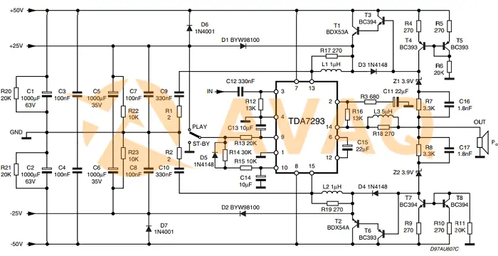 TDA7293V High-efficiency Applications Circuit